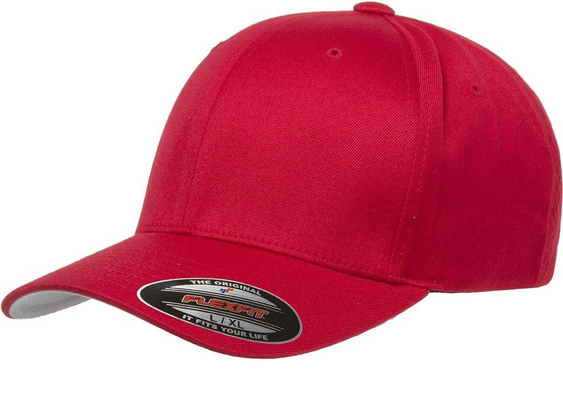 Flexfit Men's Wooly Combed Twill Fitted Baseball Cap, Red, Small-Medium - Image 1
